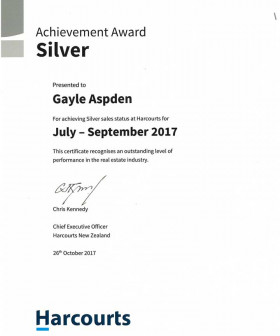 Silver Achievement Award - July to September 2017