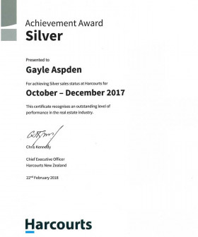 Gold Achievement Award - October to December 2017