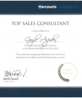 Top Sales Consultant - Birkenhead Office - 2016-2017