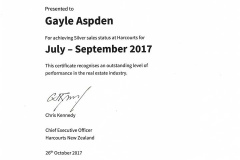 Silver Achievement Award - July to September 2017