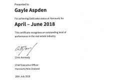 Gold Achievement Award - April to June 2018