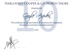 No.10 Sales Consultant - Harcourts Cooper & Co North Shore - 2013
