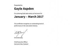 Gold Achievement Award - January to March 2017